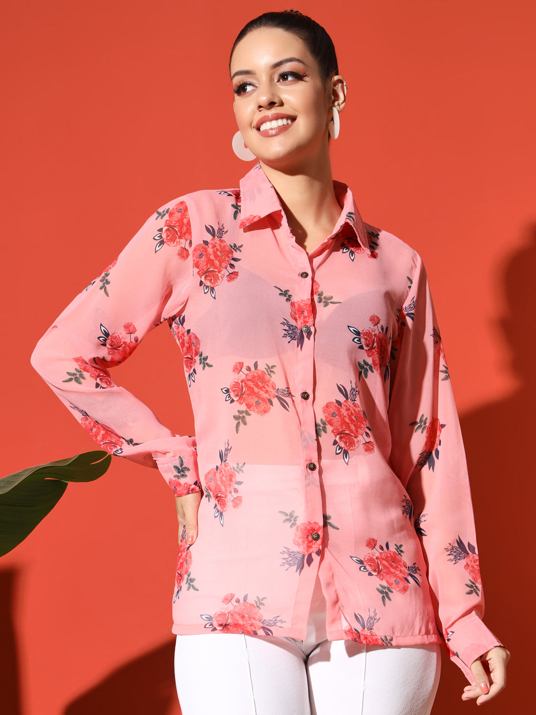 Floral Printed Georgetted Shirt