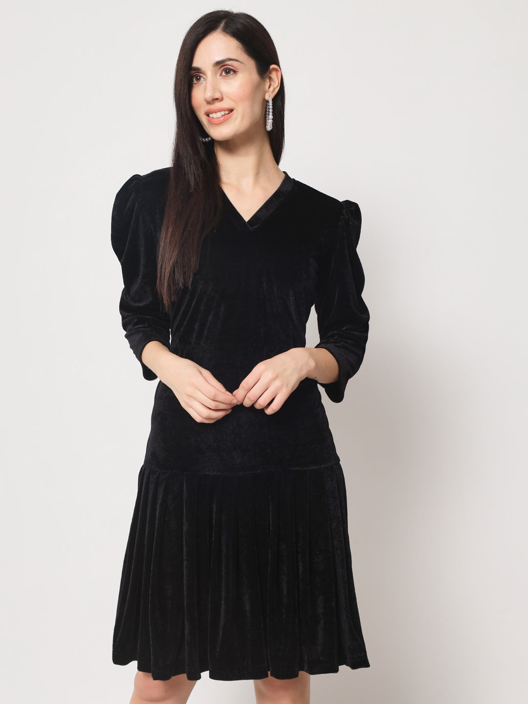 Knee Length Velvet Dress