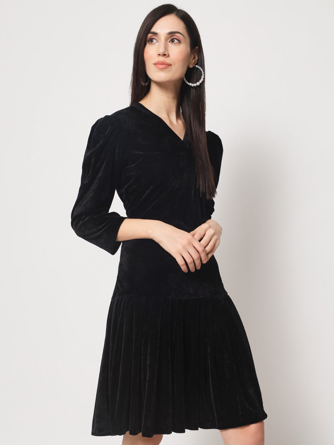 Knee Length Velvet Dress
