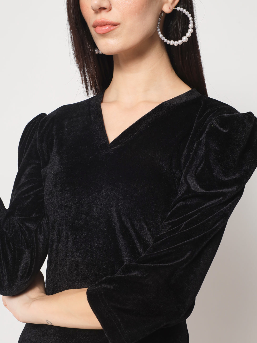 Knee Length Velvet Dress
