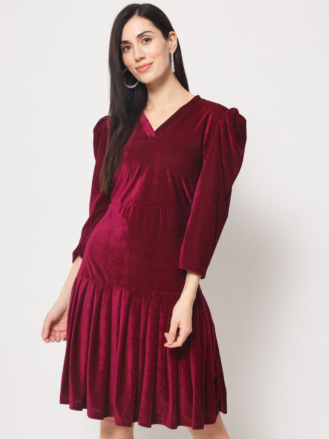 Knee Length Velvet Dress