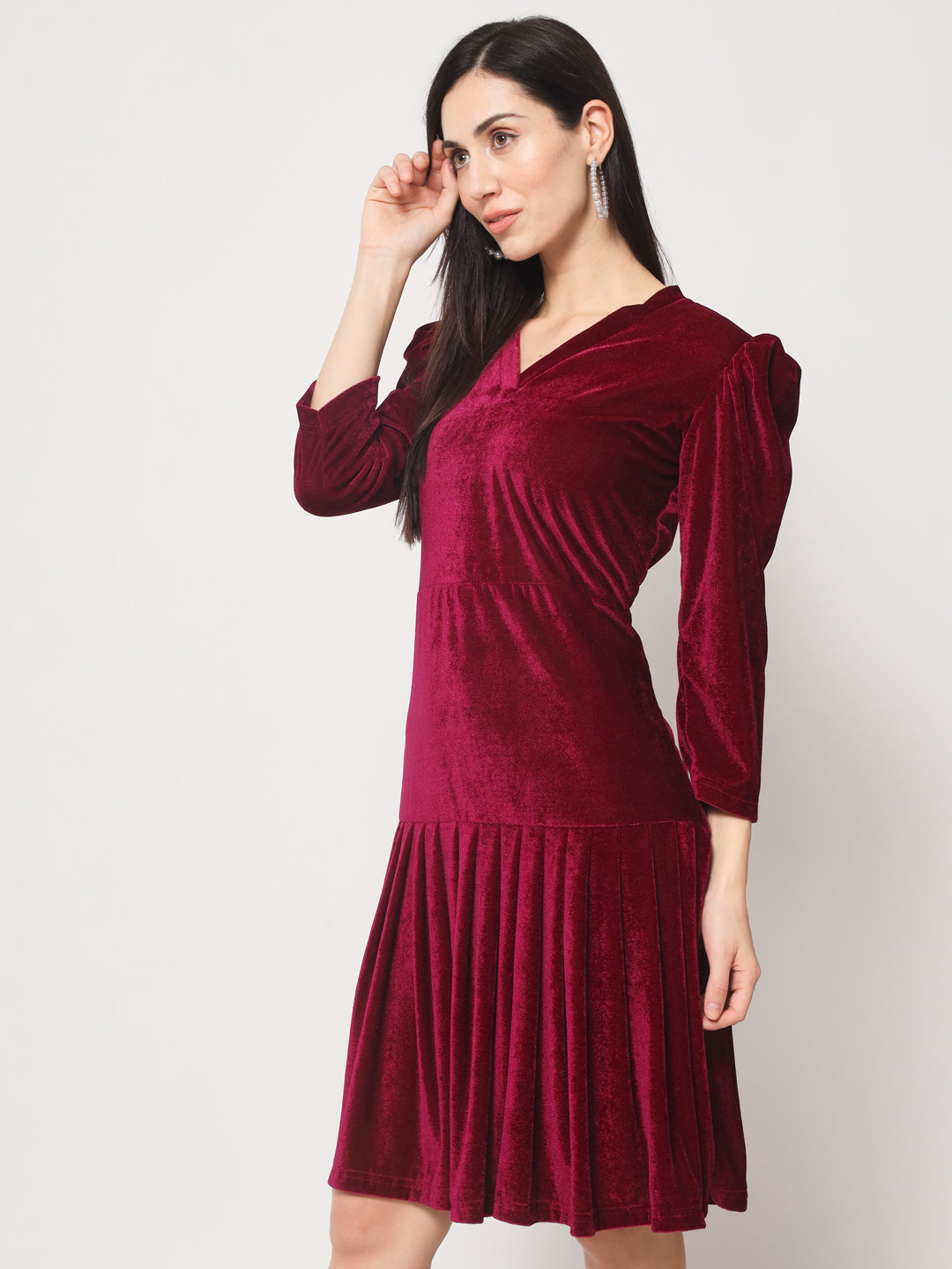 Knee Length Velvet Dress