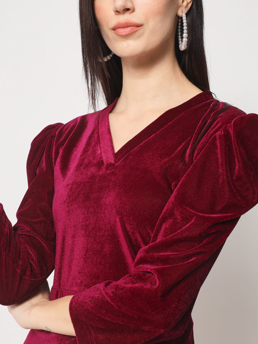 Knee Length Velvet Dress