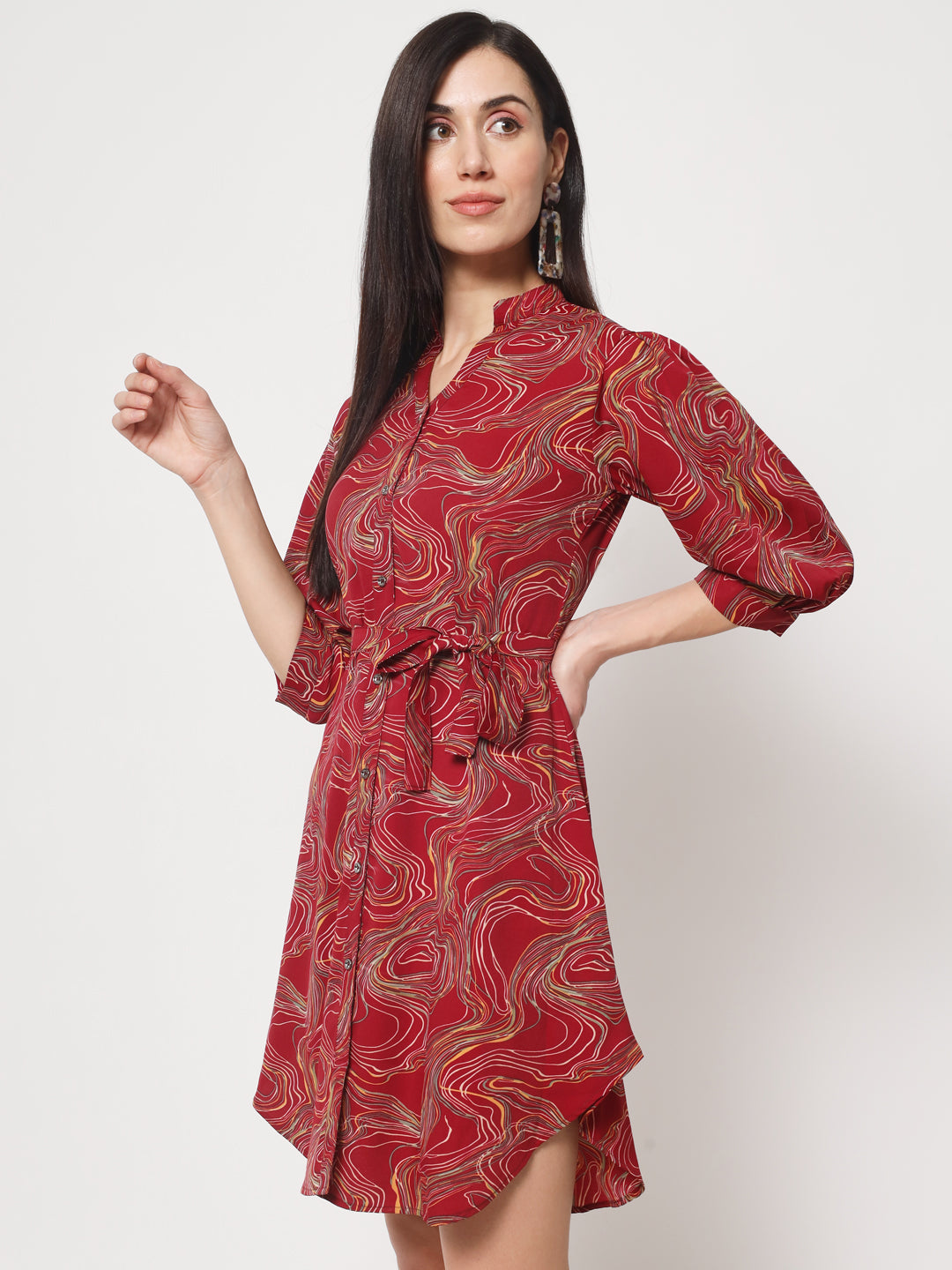 Rudraaksha stylish button up knee length dress for women