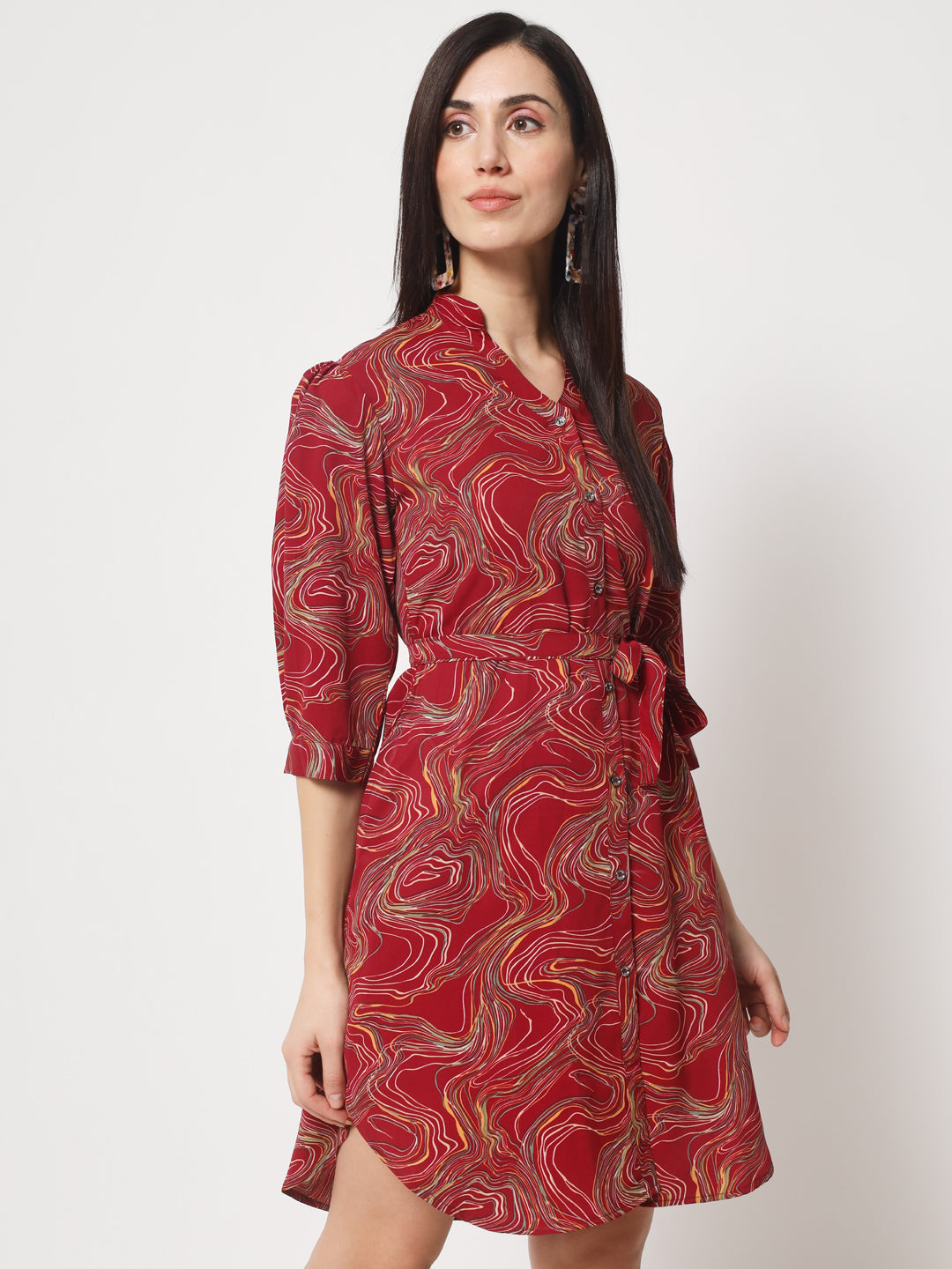 Rudraaksha stylish button up knee length dress for women