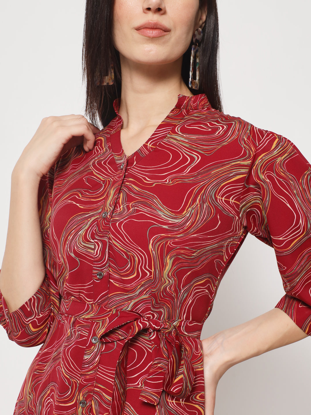Rudraaksha stylish button up knee length dress for women