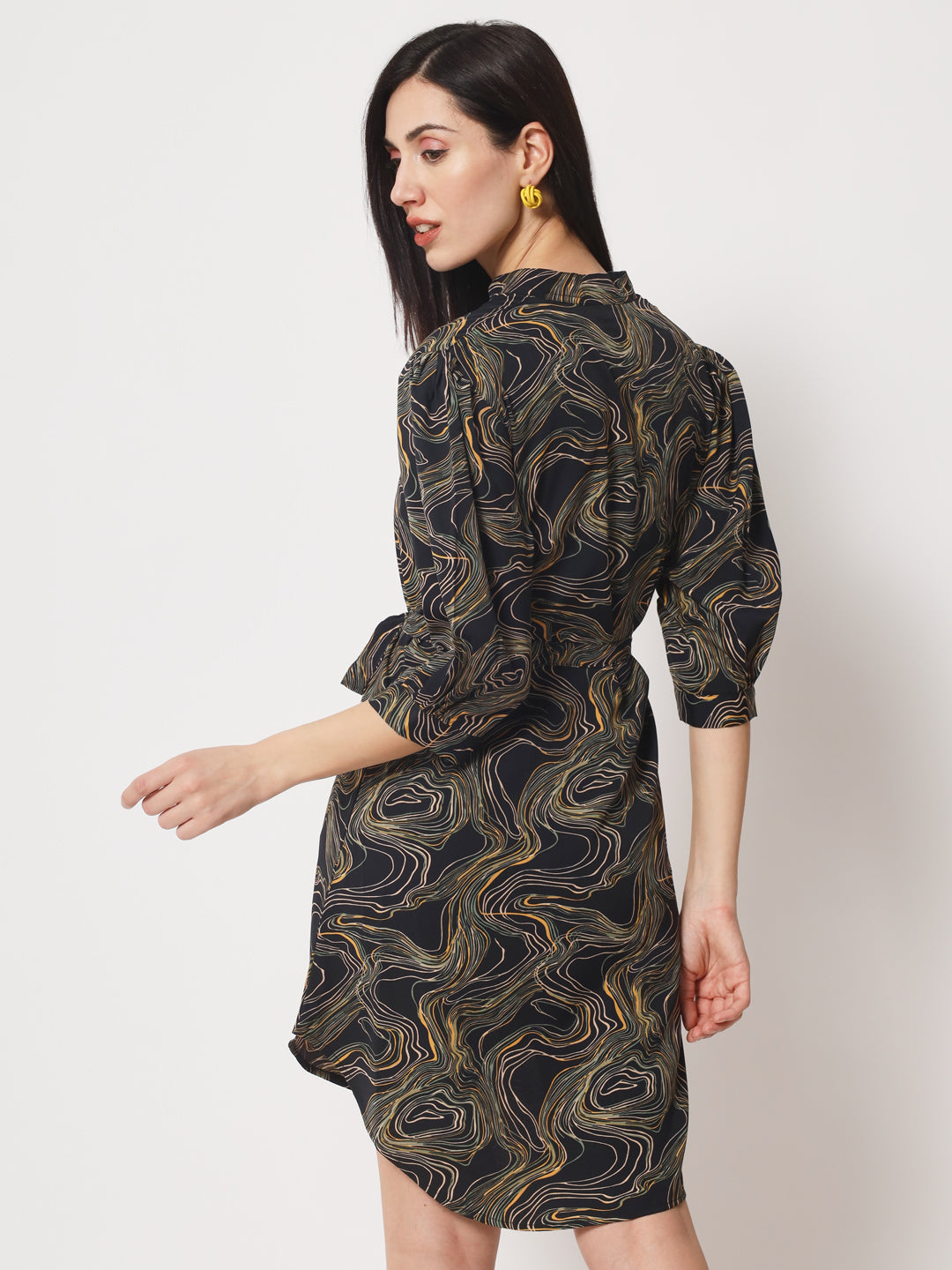 Rudraaksha stylish button up knee length dress for women
