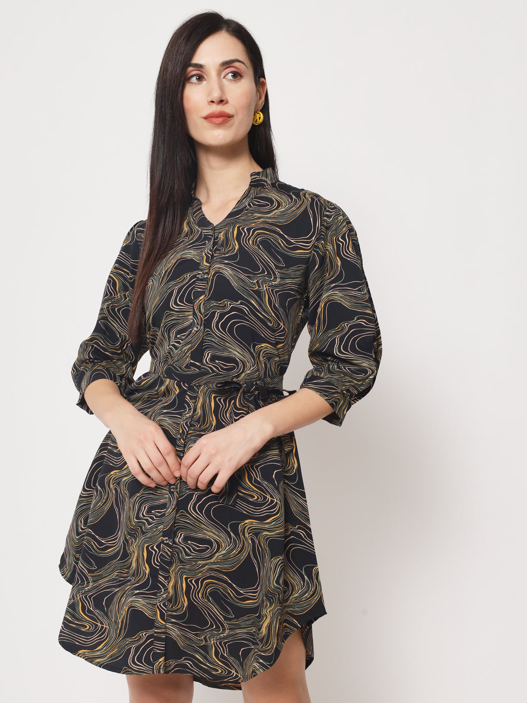 Rudraaksha stylish button up knee length dress for women