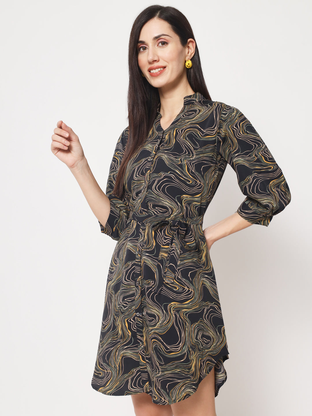 Rudraaksha stylish button up knee length dress for women