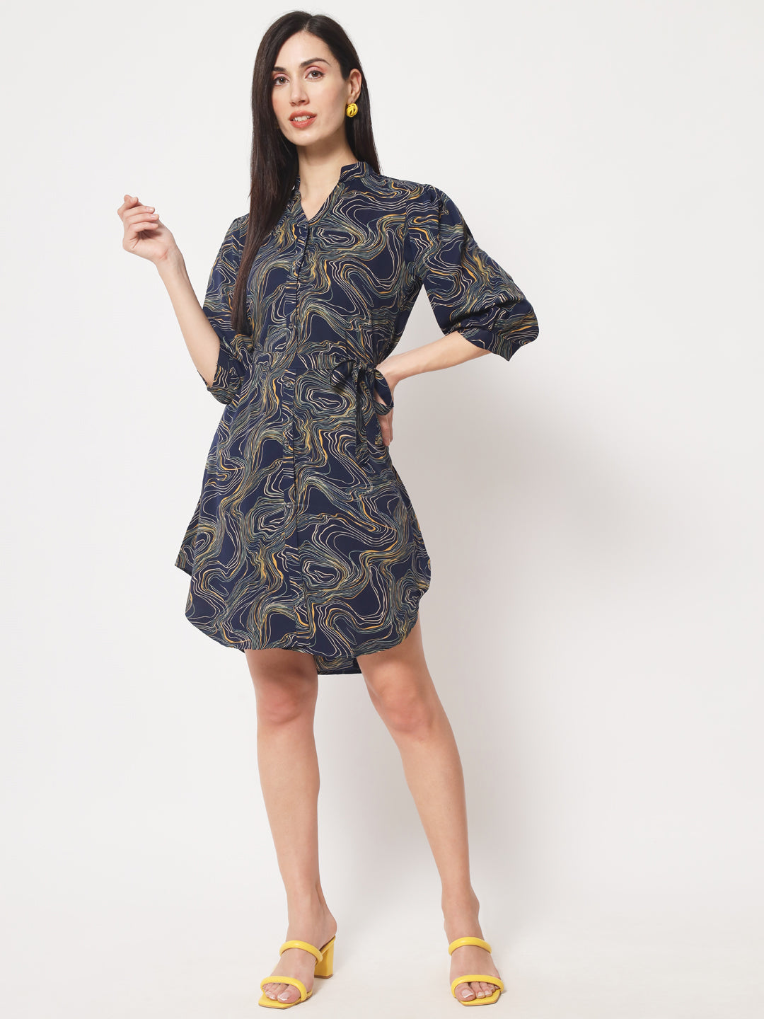 Rudraaksha stylish button up knee length dress for women