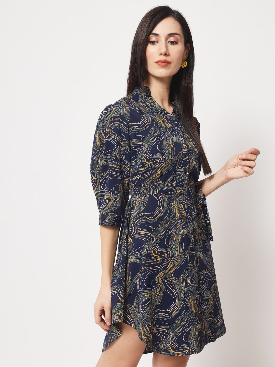 Rudraaksha stylish button up knee length dress for women