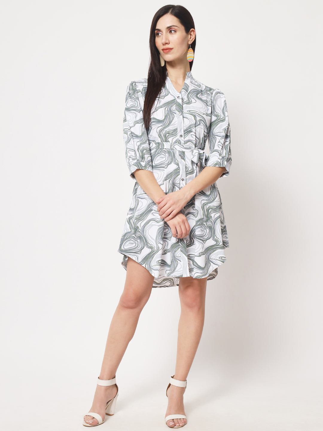 Rudraaksha stylish button up knee length dress for women