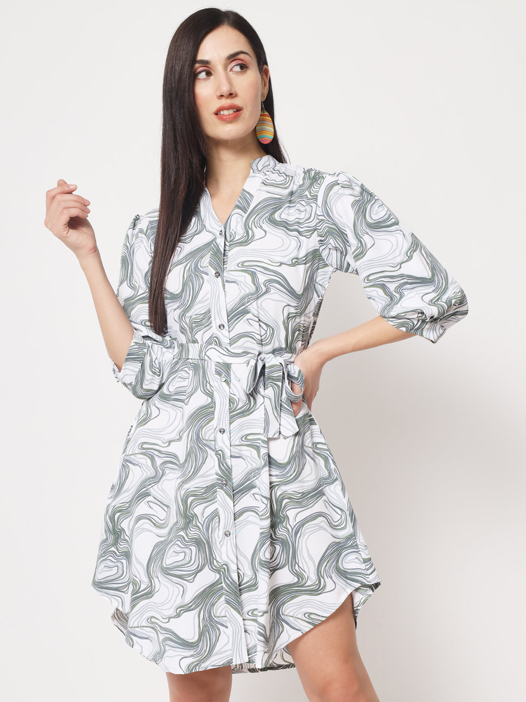 Rudraaksha stylish button up knee length dress for women