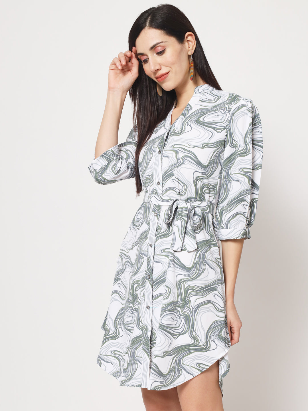 Rudraaksha stylish button up knee length dress for women