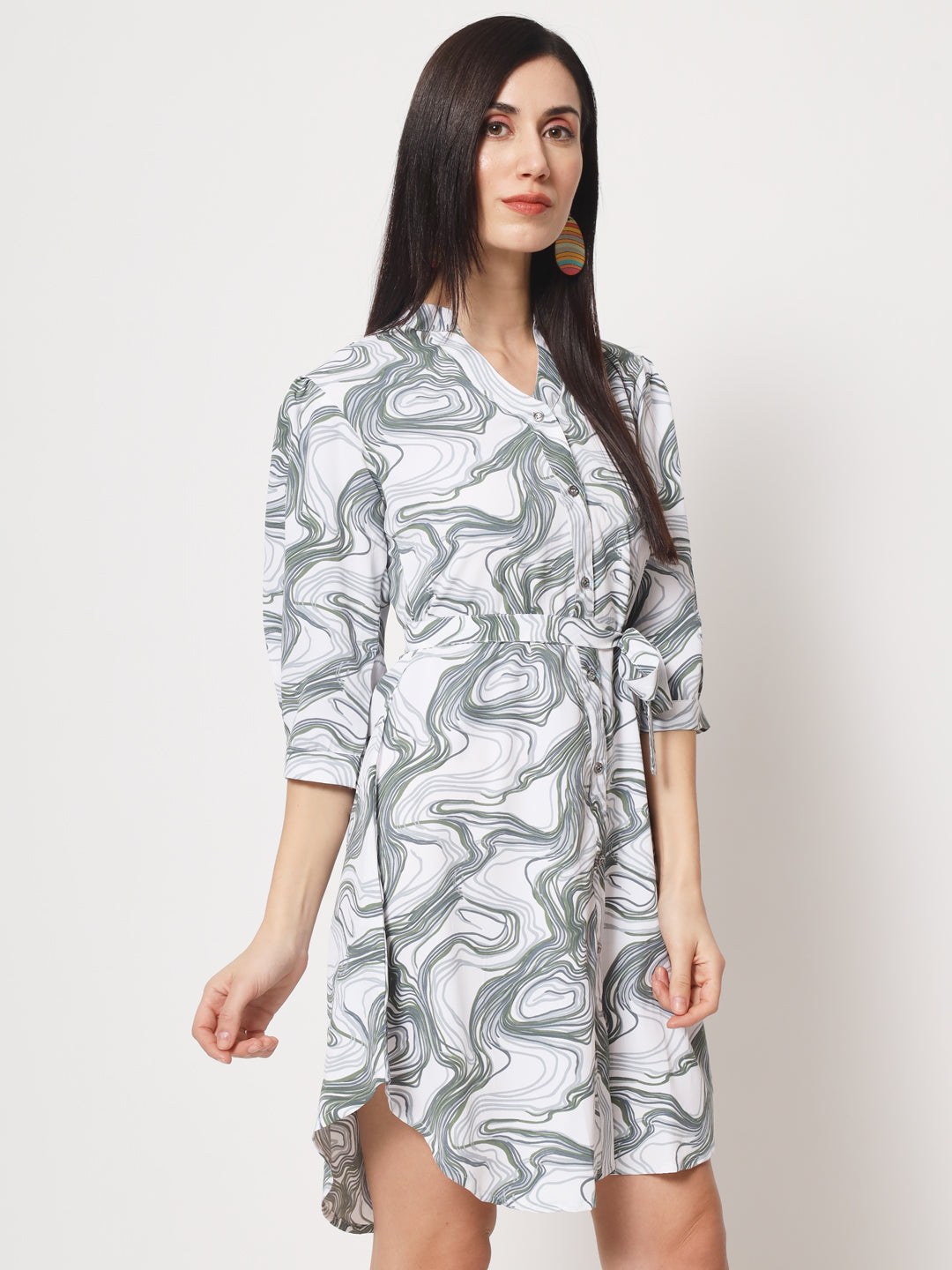 Rudraaksha stylish button up knee length dress for women