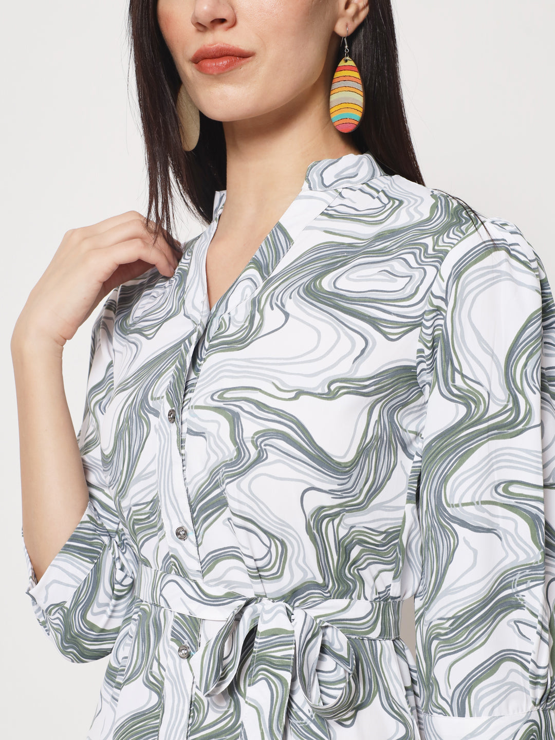 Rudraaksha stylish button up knee length dress for women