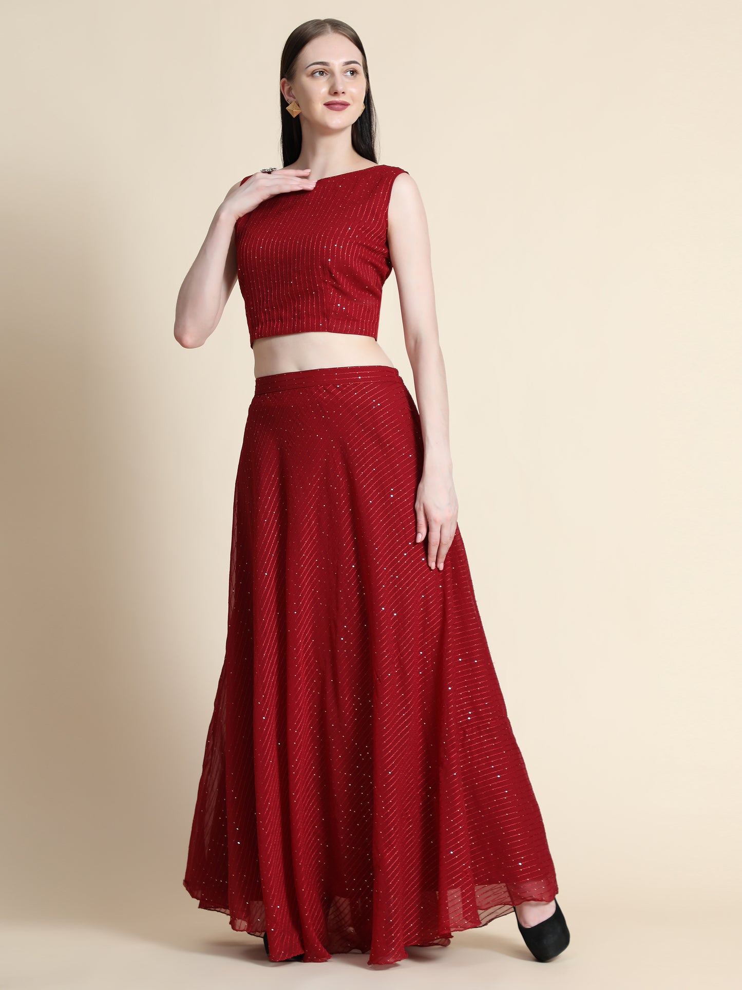Fully Stitcheed Georgette Lehenga Choli Set