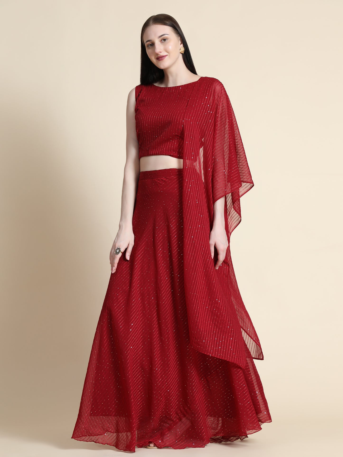 Fully Stitcheed Georgette Lehenga Choli Set