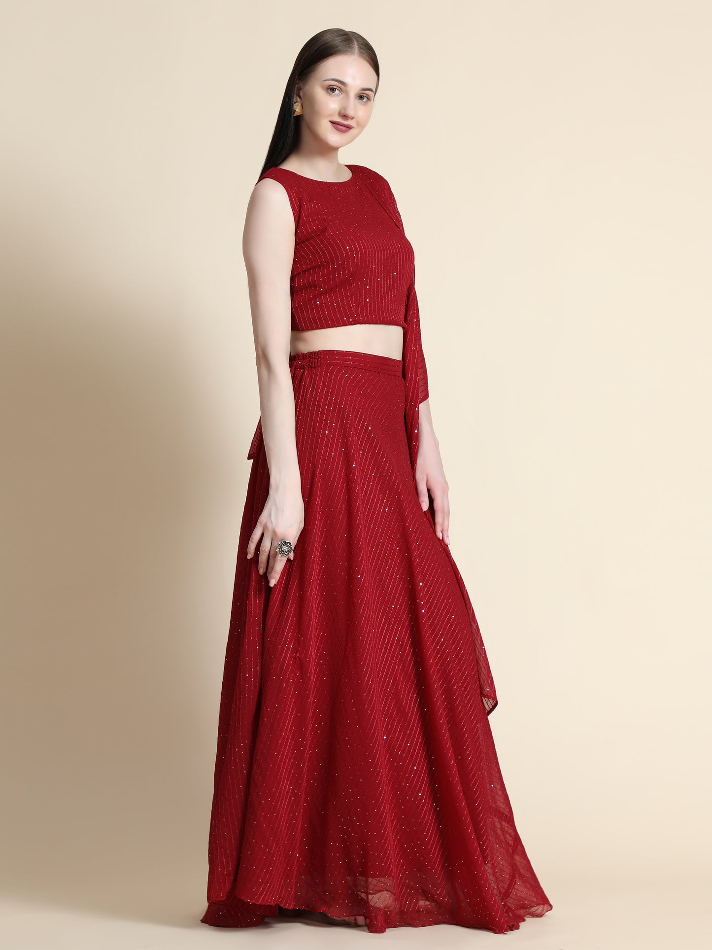 Fully Stitcheed Georgette Lehenga Choli Set