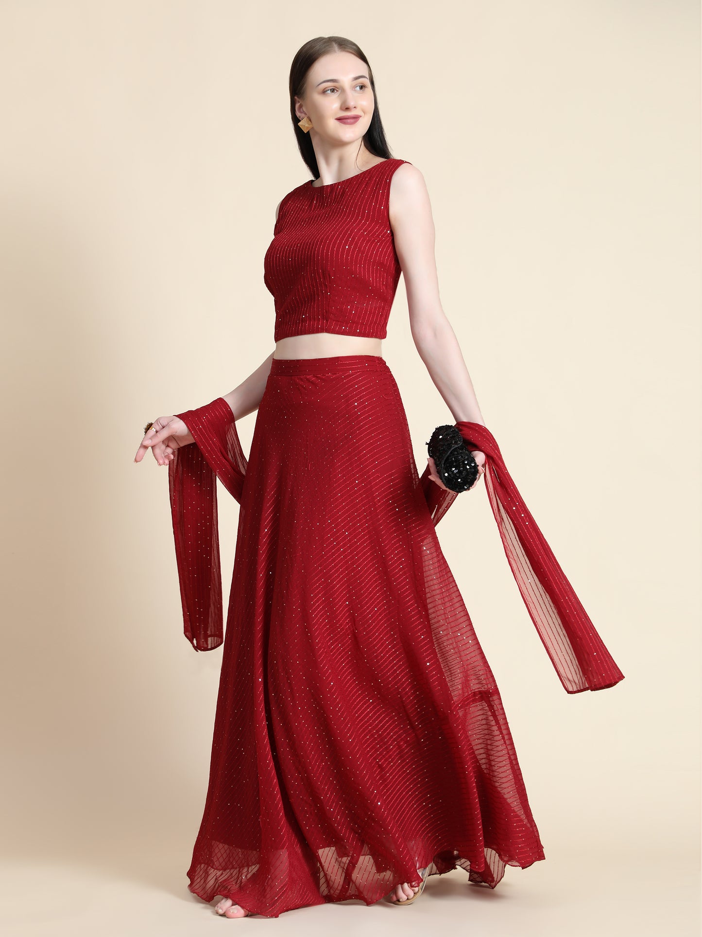 Fully Stitcheed Georgette Lehenga Choli Set