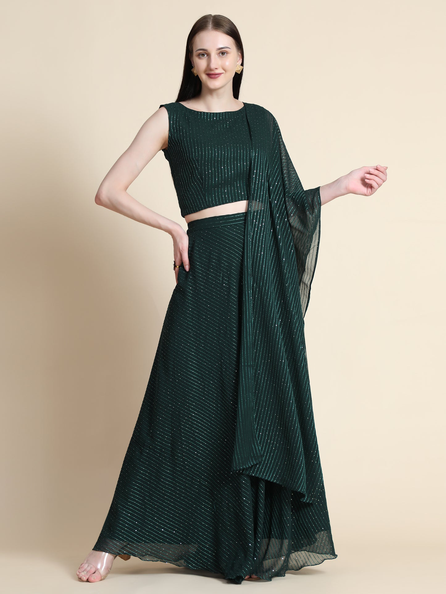 Fully Stitcheed Georgette Lehenga Choli Set