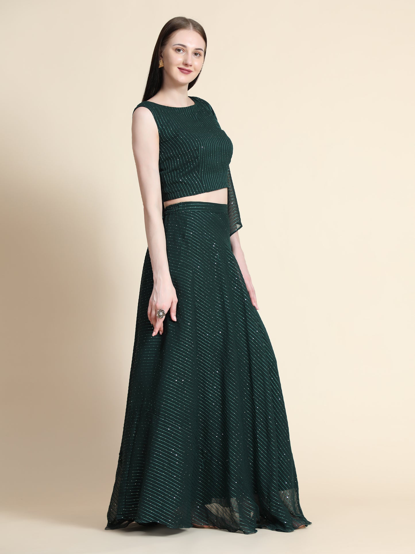Fully Stitcheed Georgette Lehenga Choli Set