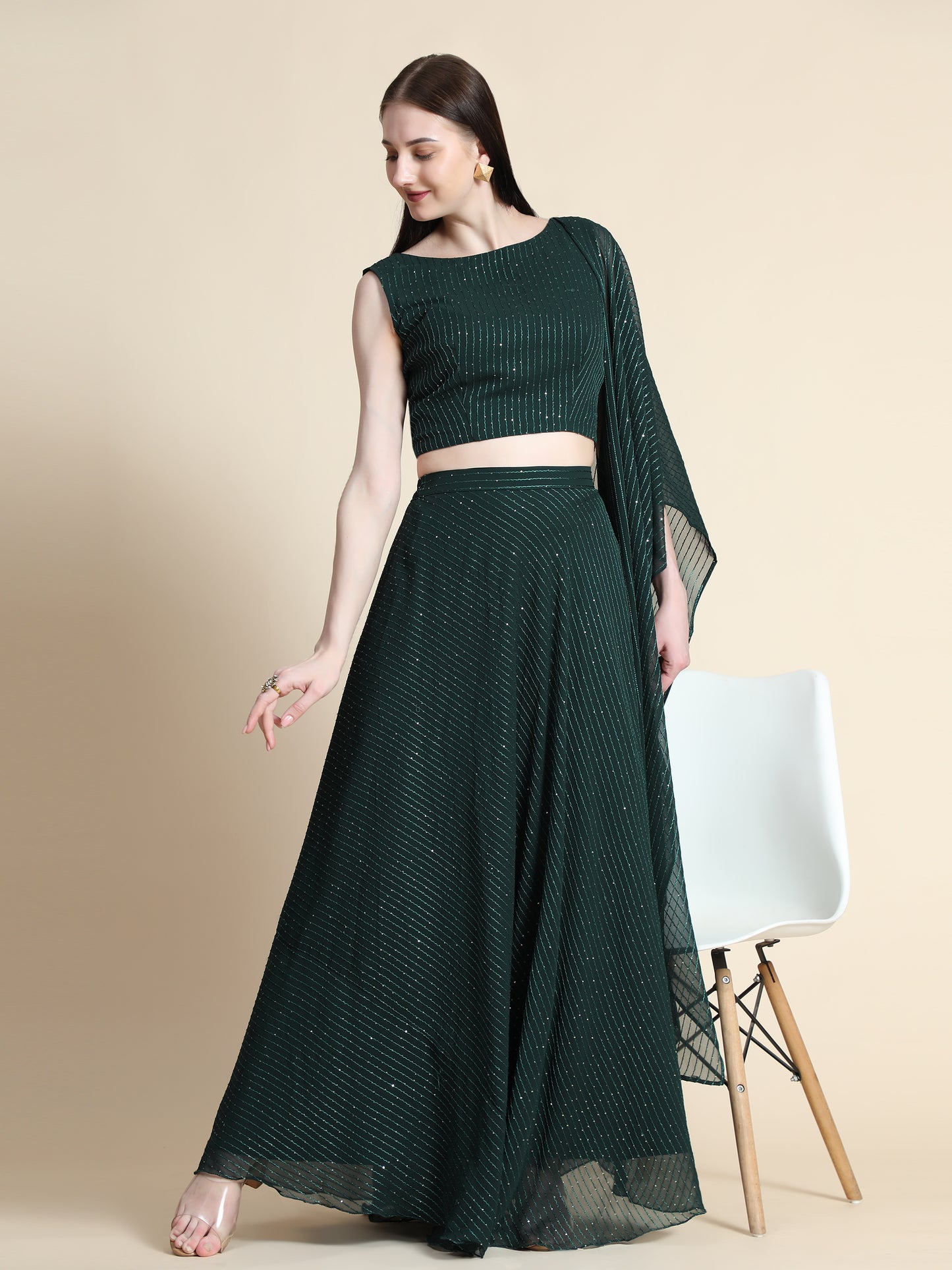 Fully Stitcheed Georgette Lehenga Choli Set