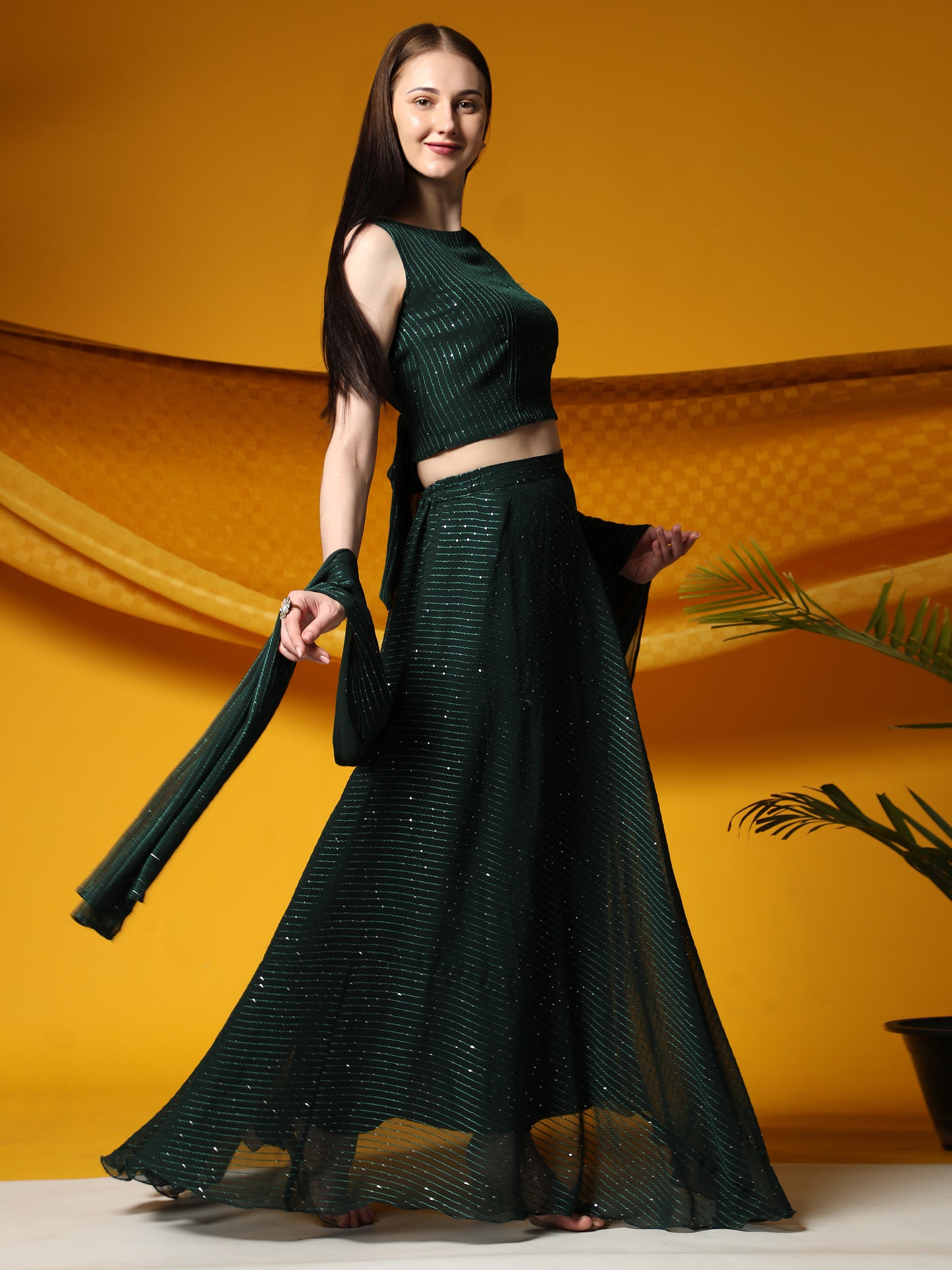 Fully Stitcheed Georgette Lehenga Choli Set