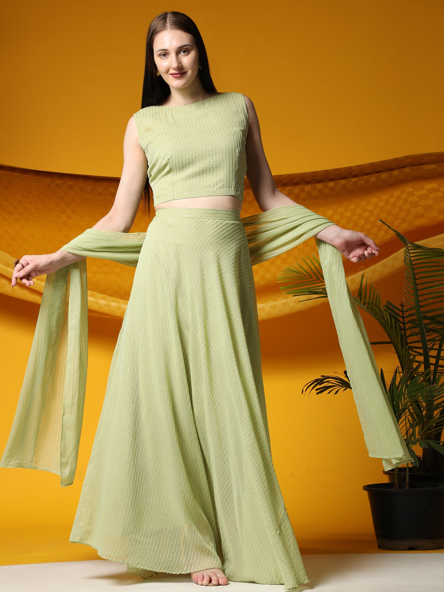 Fully Stitcheed Georgette Lehenga Choli Set