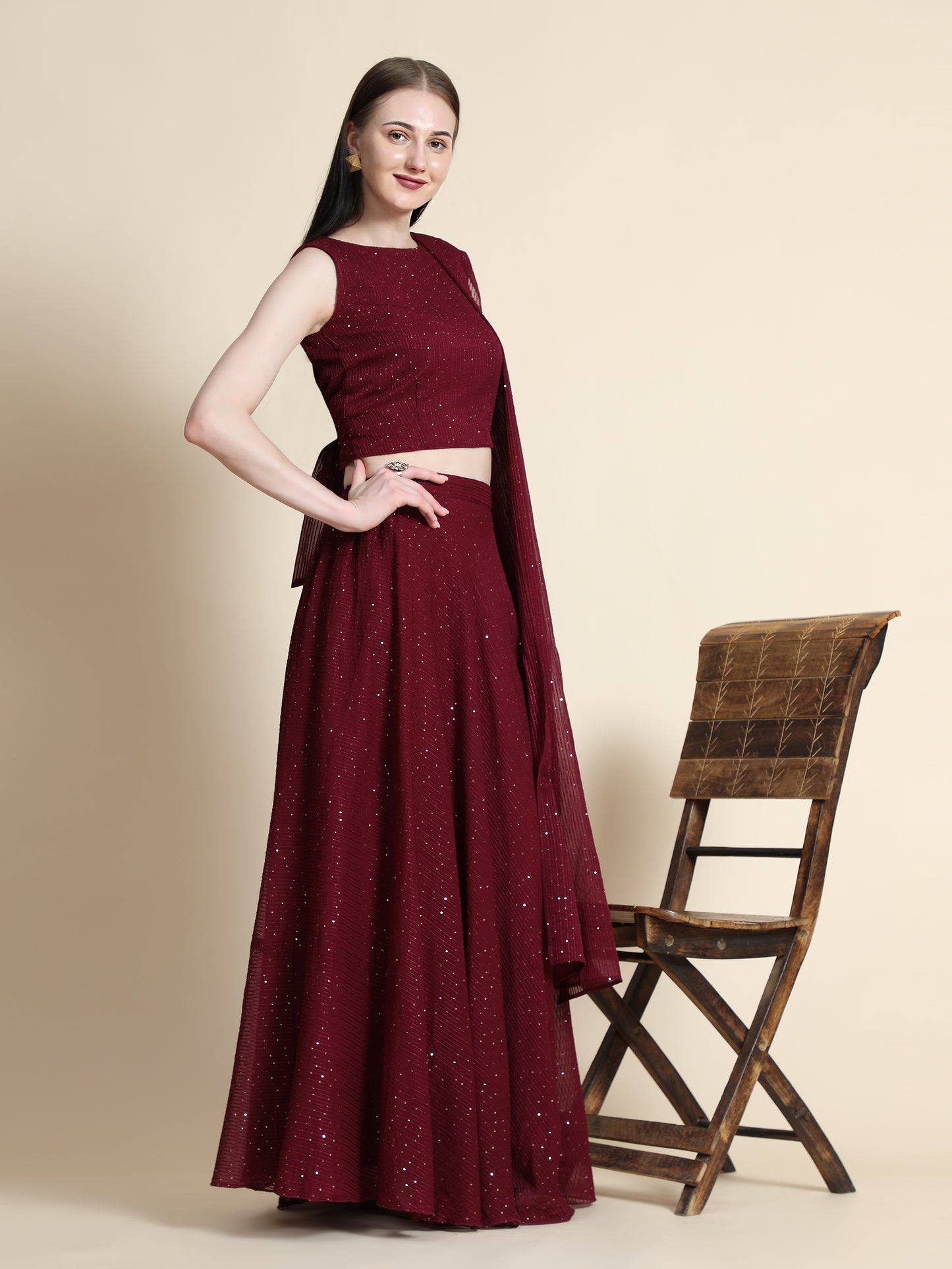 Fully Stitcheed Georgette Lehenga Choli Set