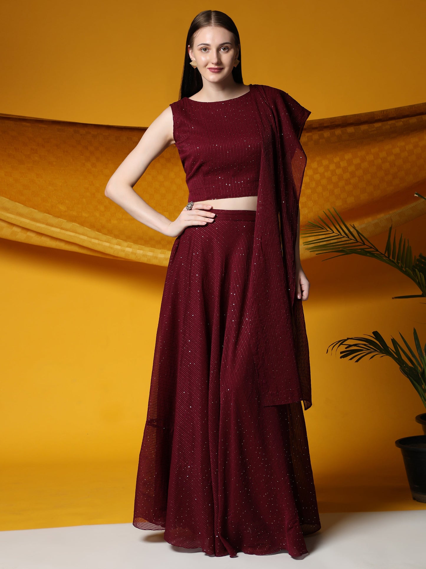 Fully Stitcheed Georgette Lehenga Choli Set RUDRAAKSHA