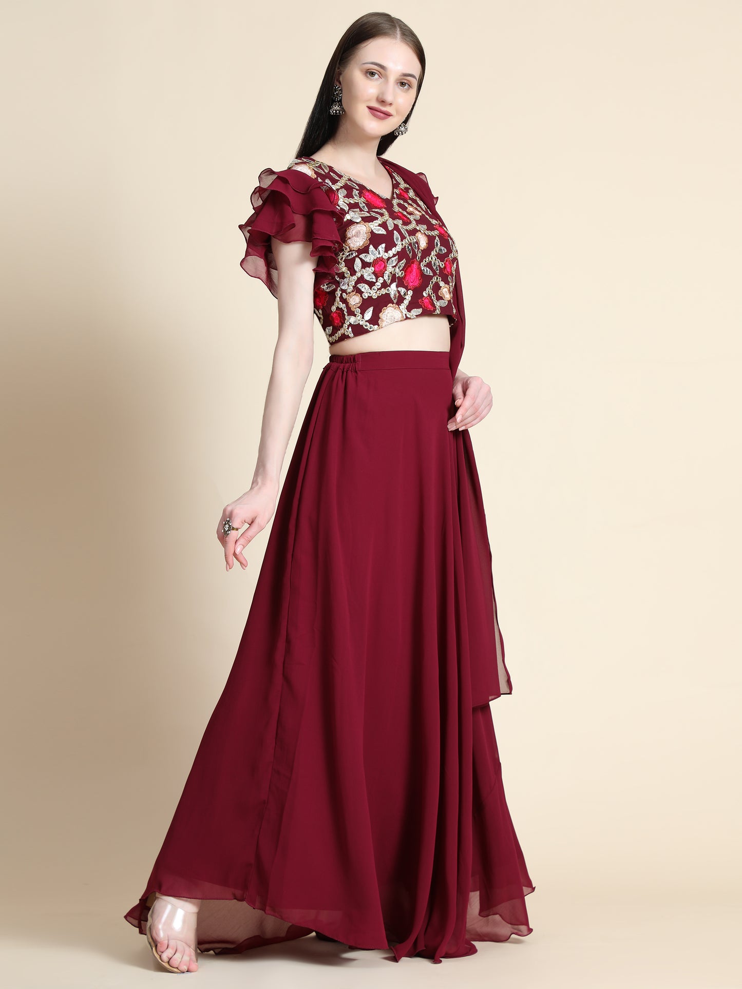 Georgette Readymade Lehenga Choli Set