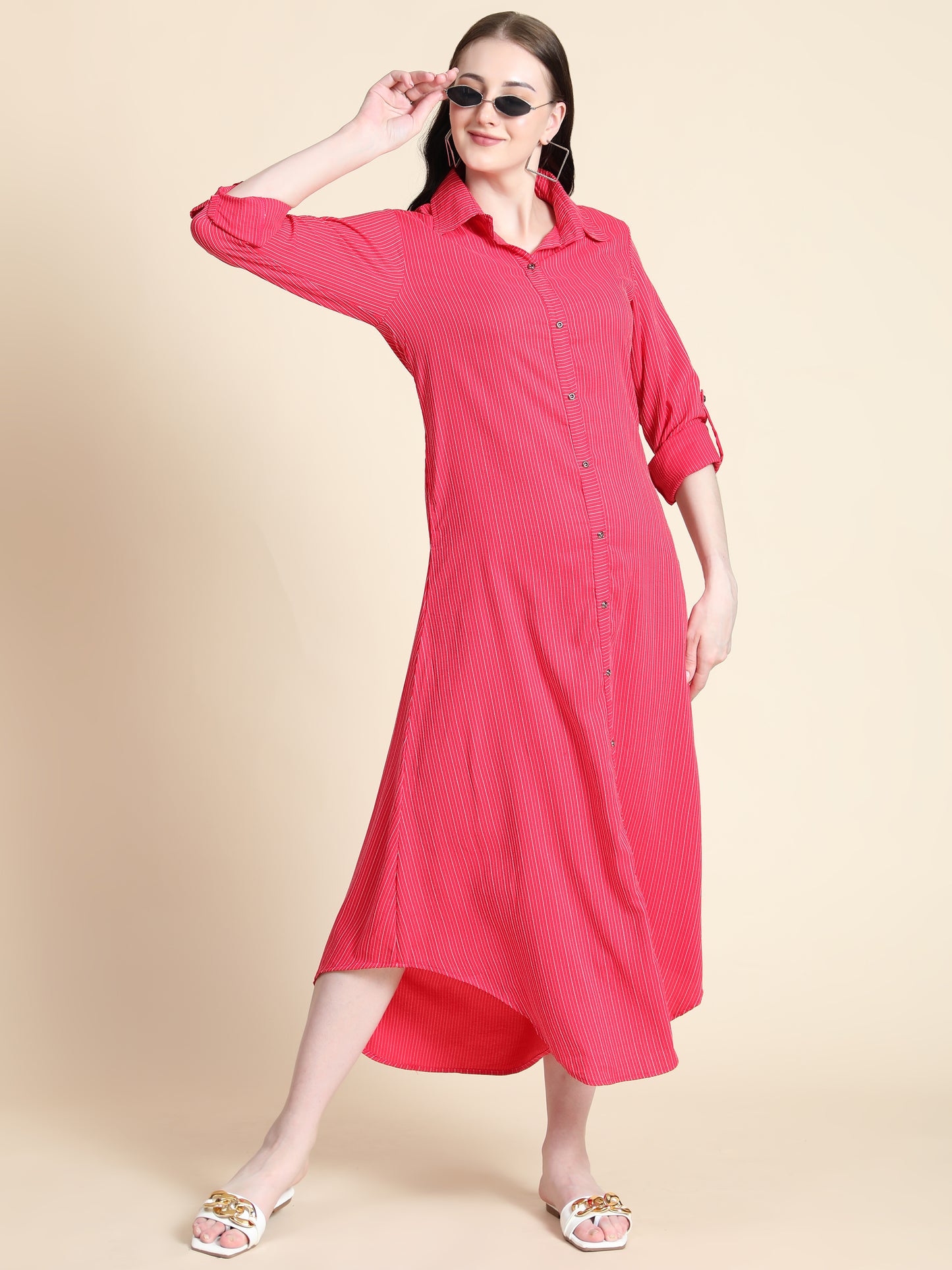 Rudraaksha Striped Long Dress For Women