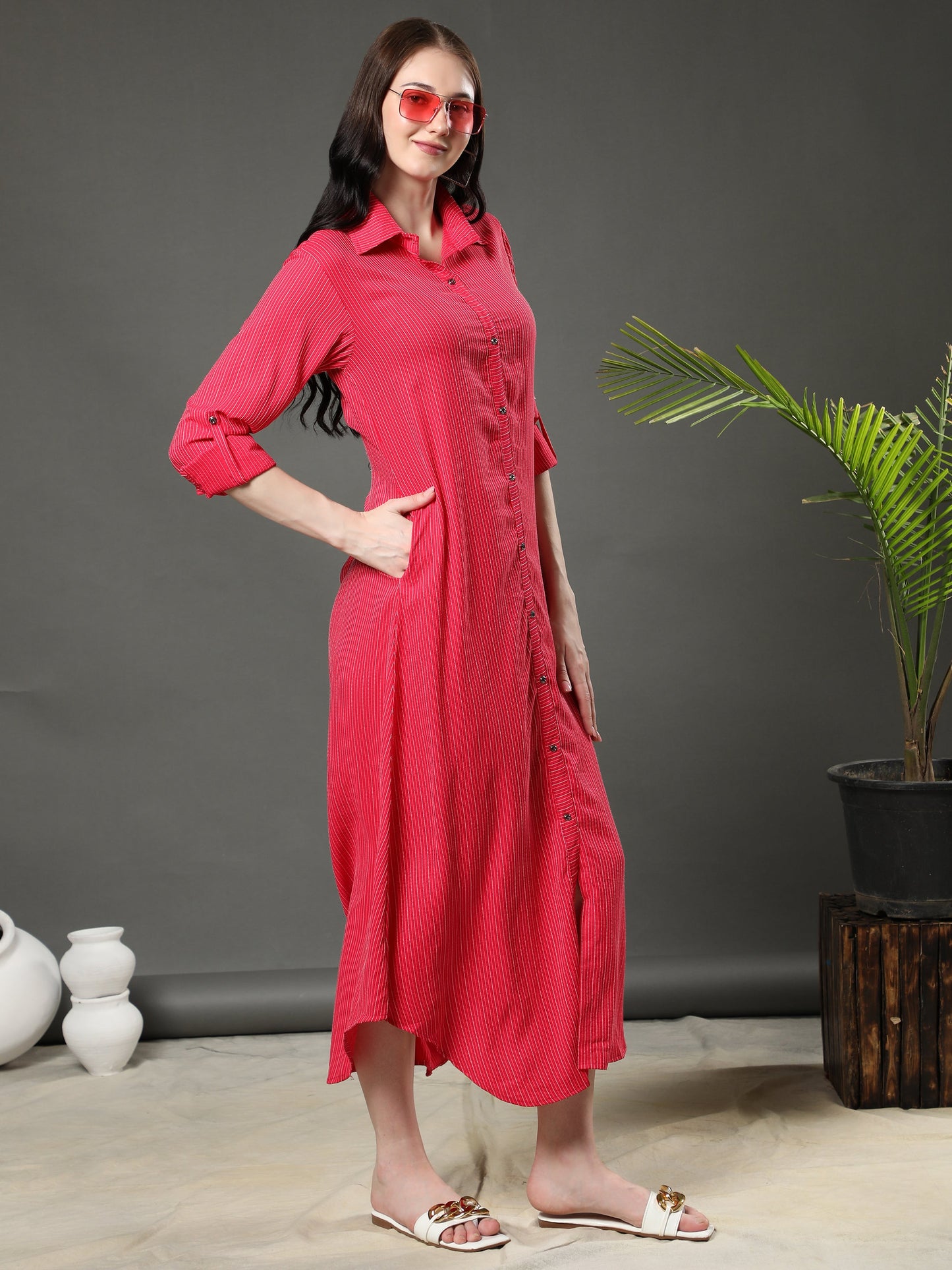 Rudraaksha Striped Long Dress For Women RUDRAAKSHA