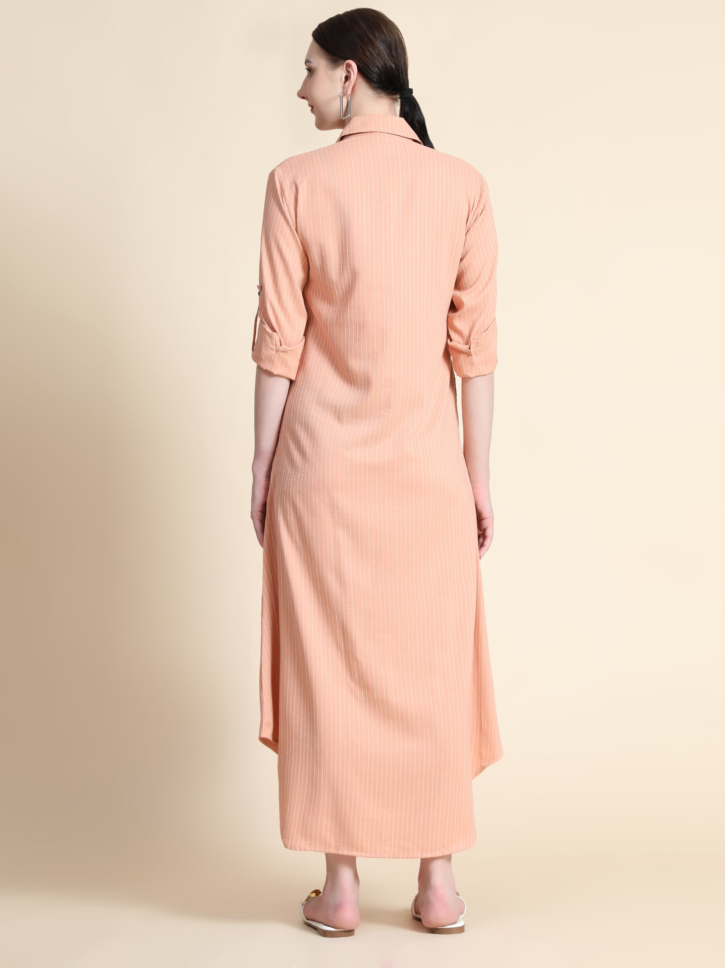 Rudraaksha Striped Long Dress For Women