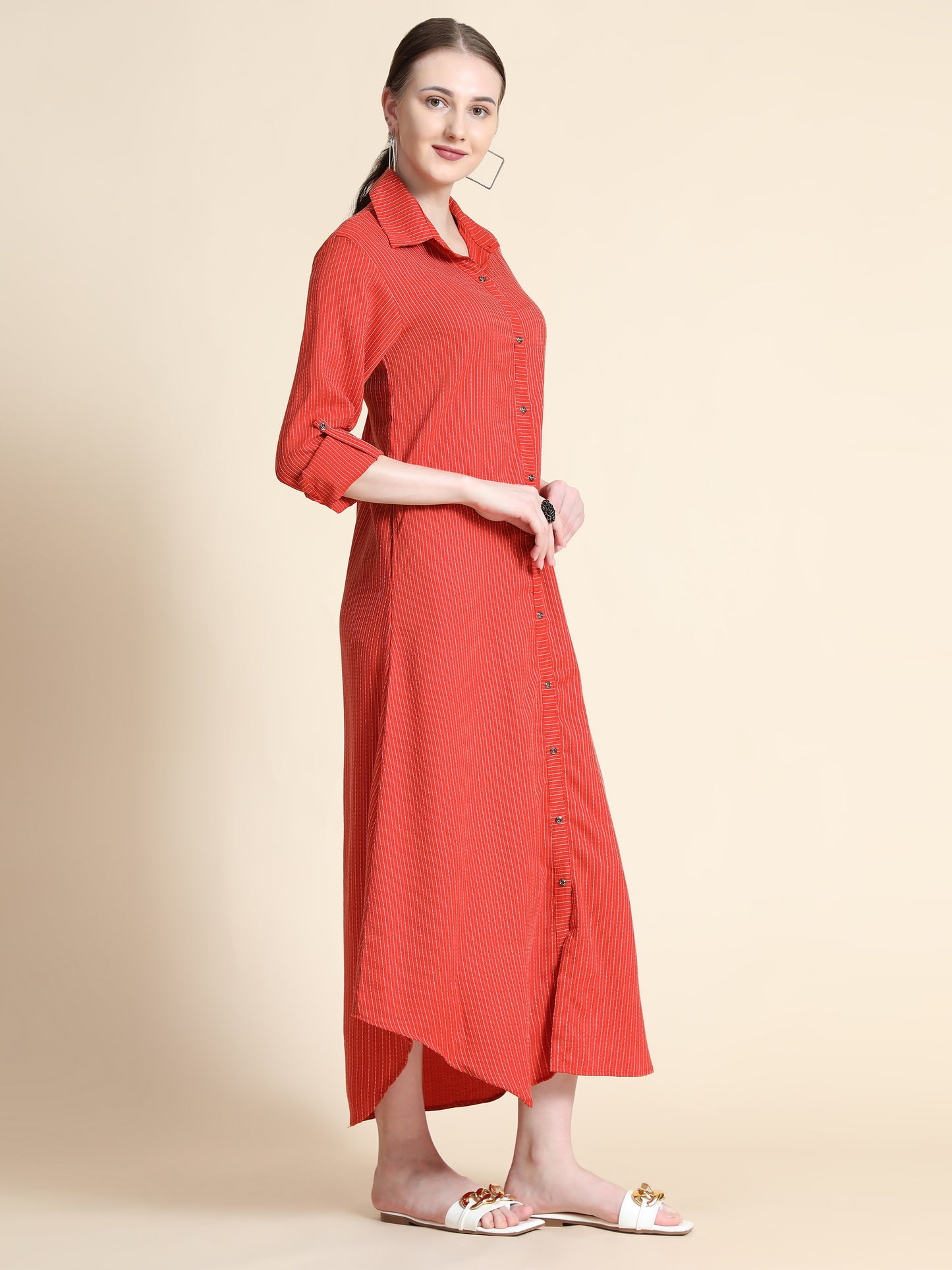 Rudraaksha Striped Long Dress For Women