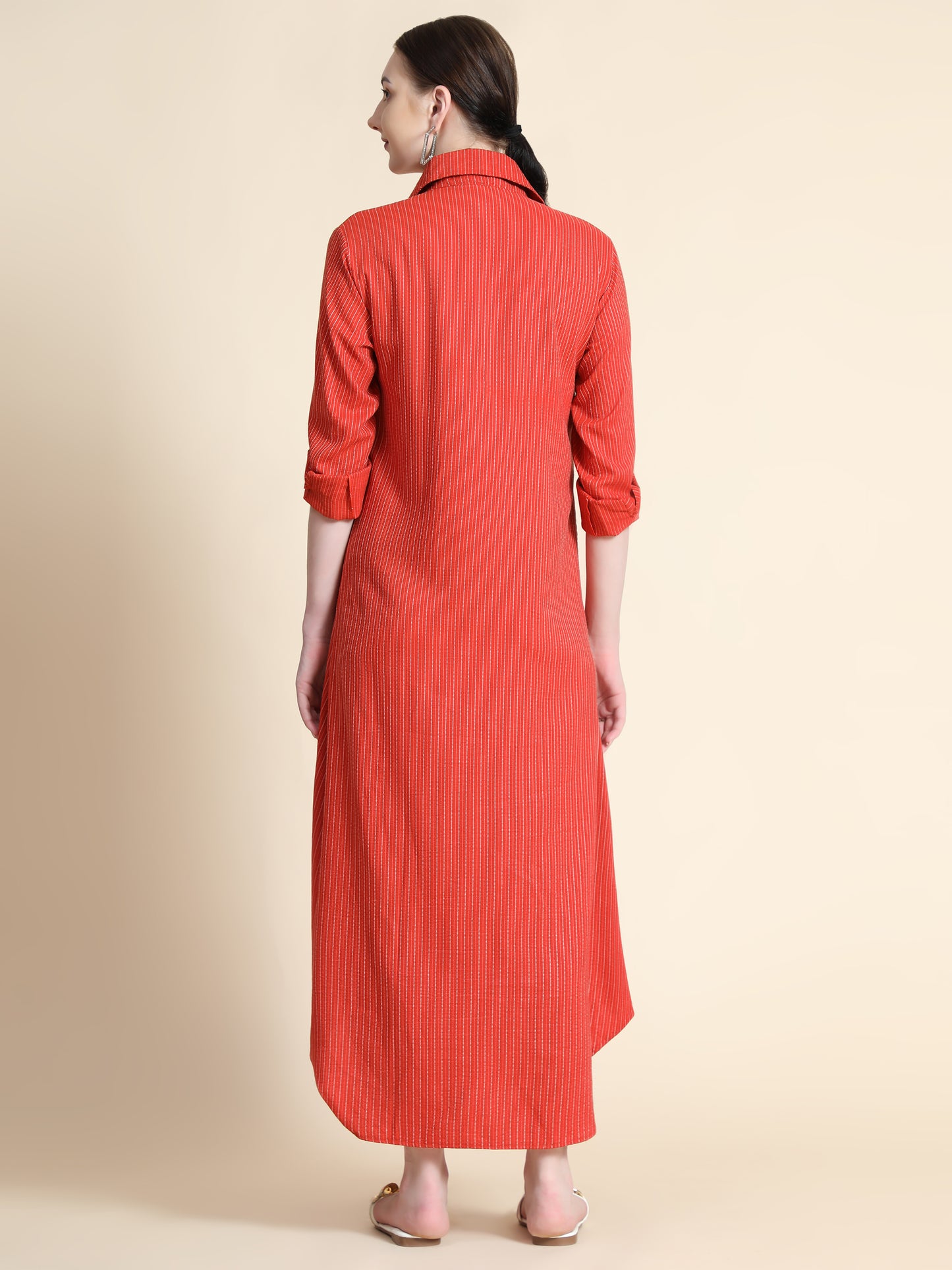 Rudraaksha Striped Long Dress For Women