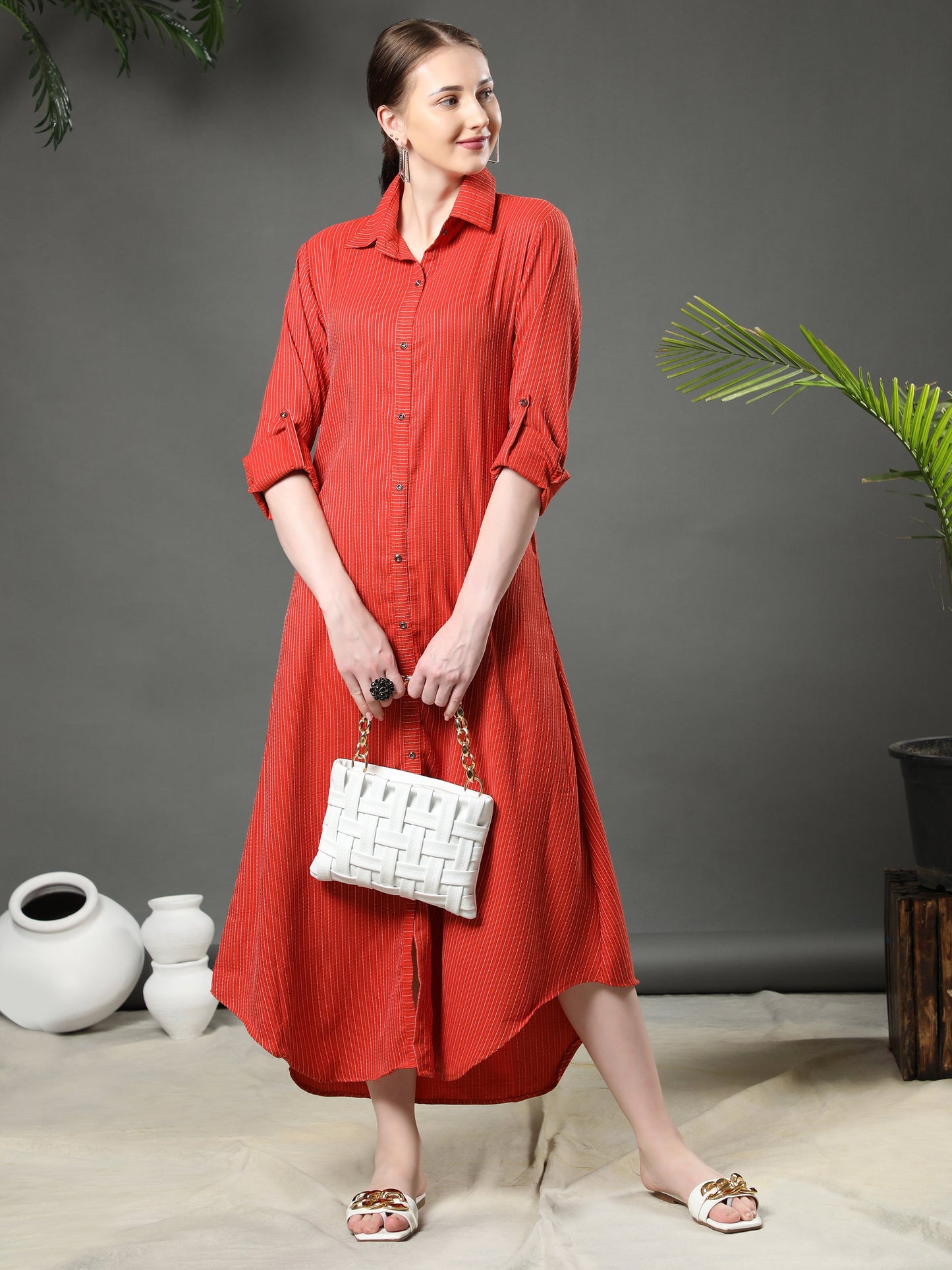 Rudraaksha Striped Long Dress For Women RUDRAAKSHA