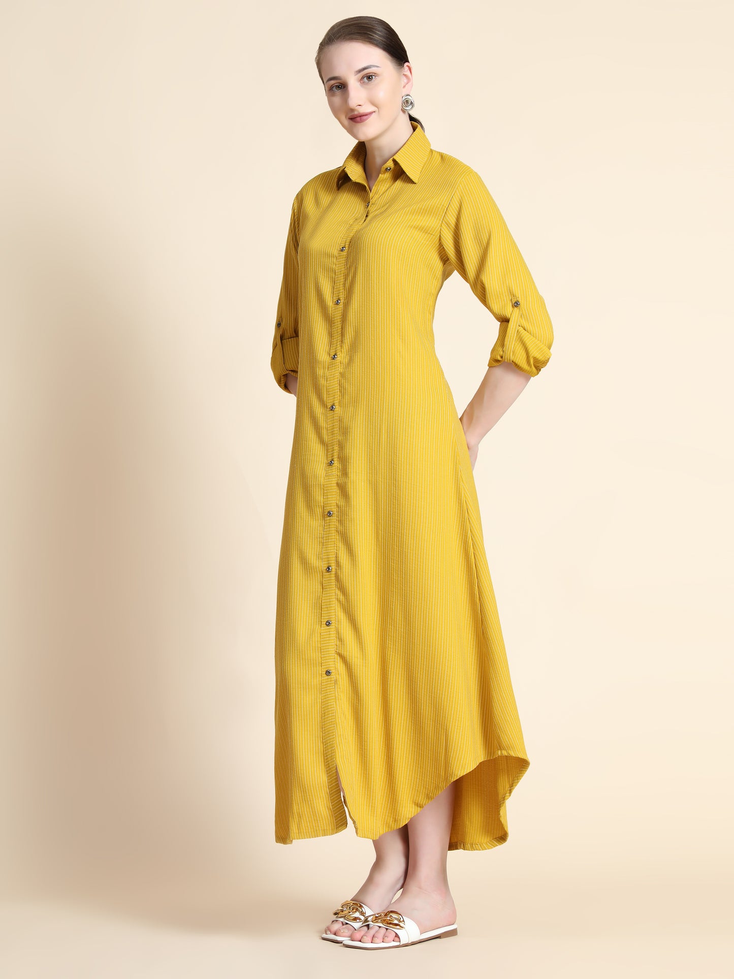 Rudraaksha Striped Long Dress For Women