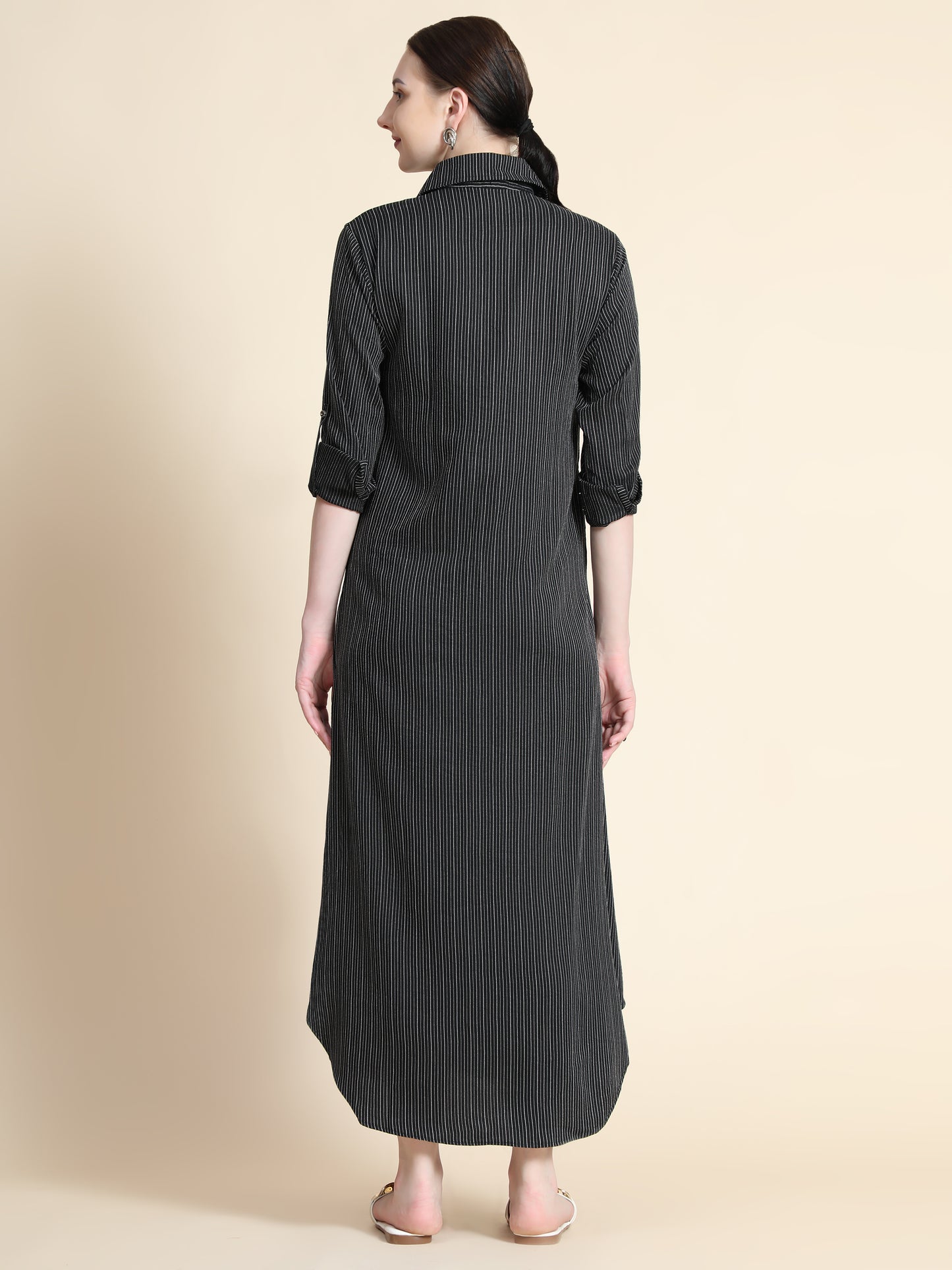 Rudraaksha Striped Long Dress For Women