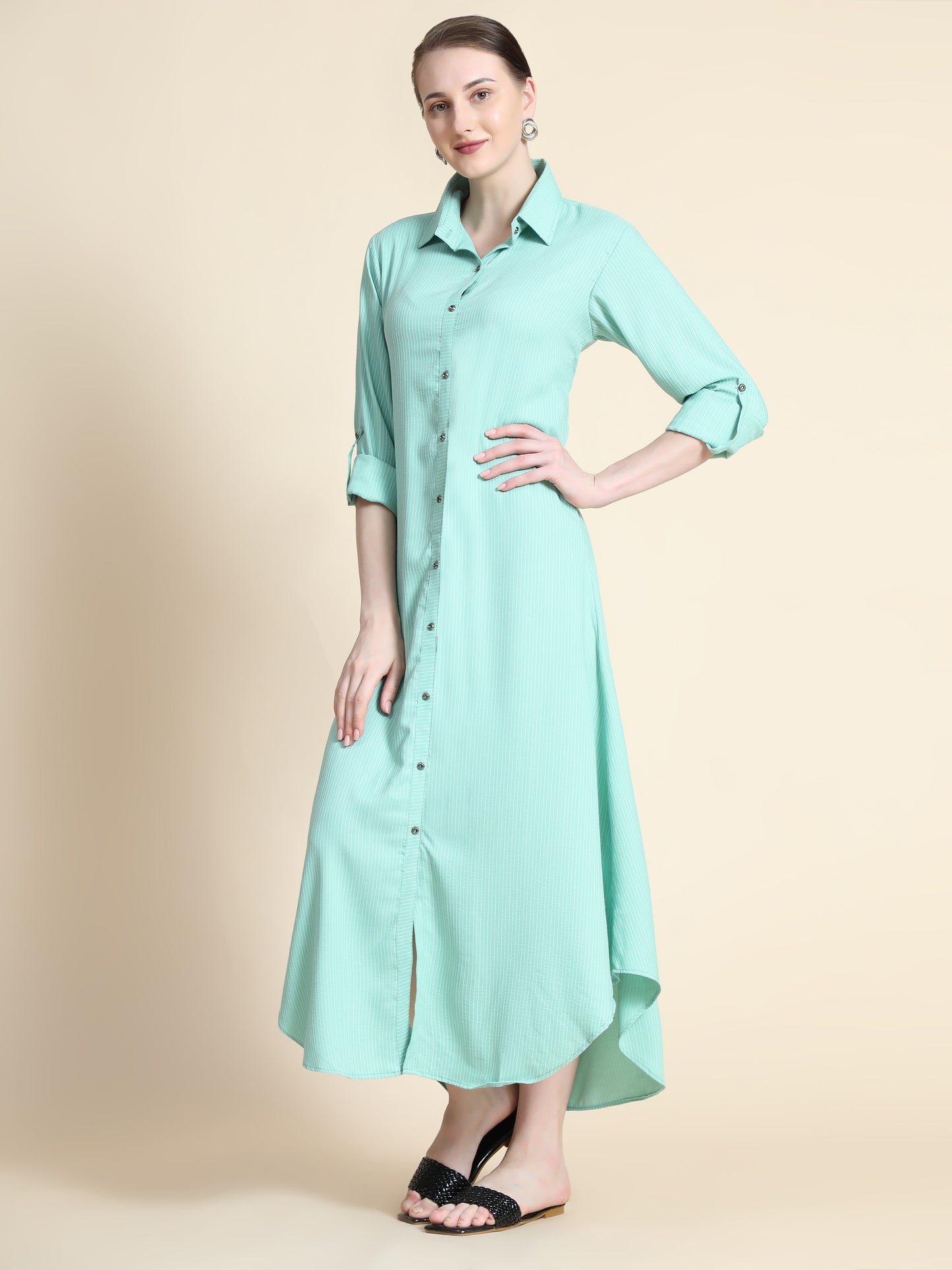 Rudraaksha Striped Long Dress For Women