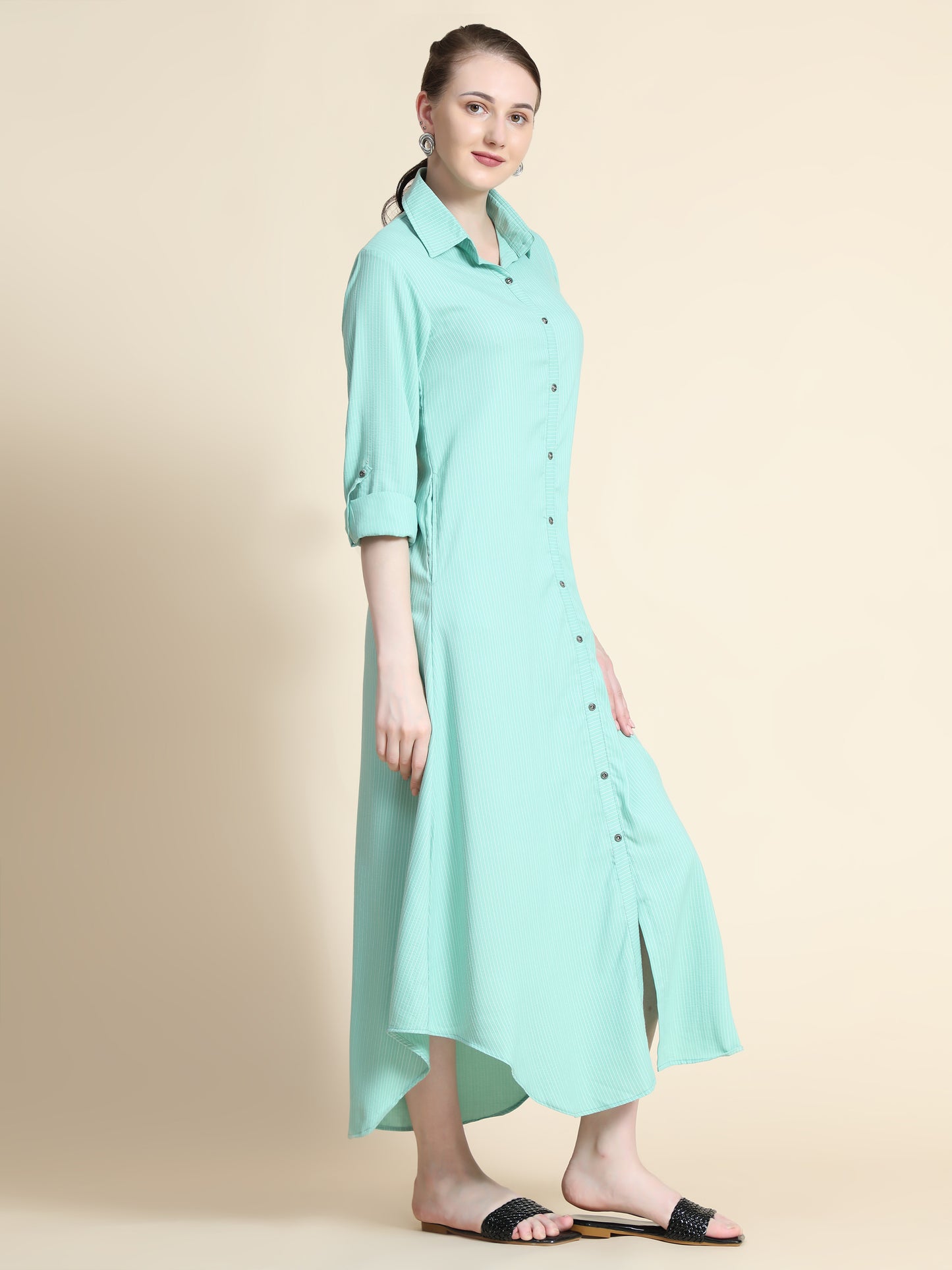 Rudraaksha Striped Long Dress For Women