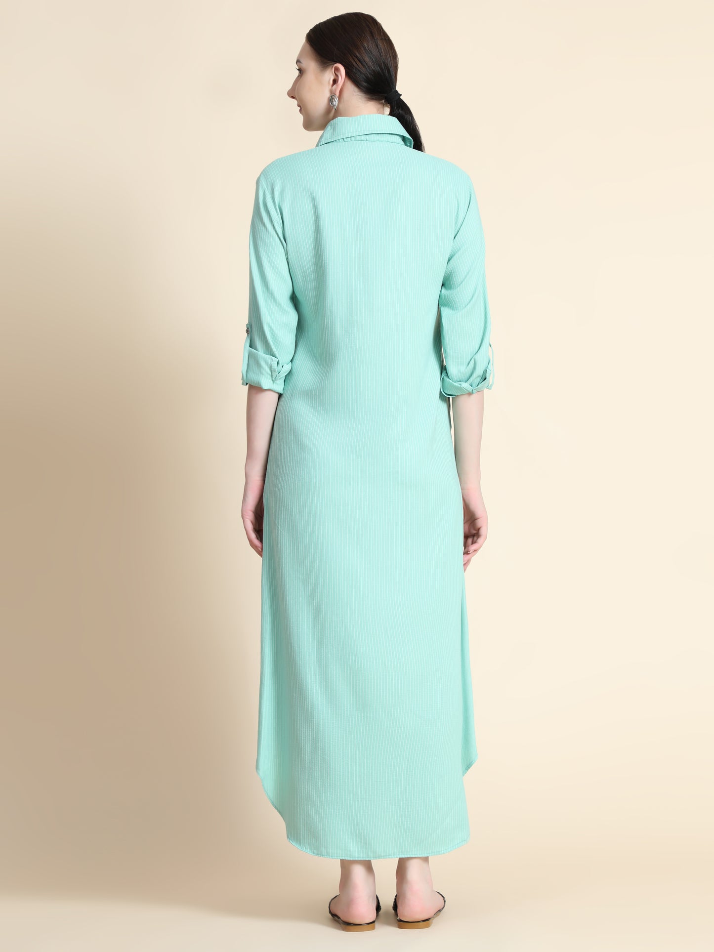 Rudraaksha Striped Long Dress For Women