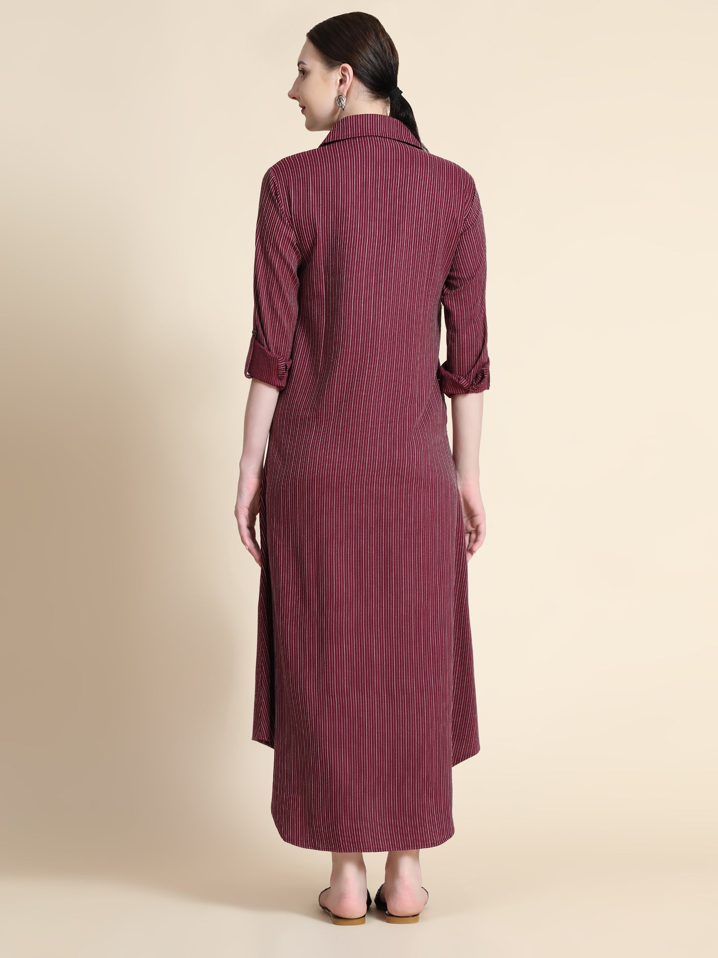 Rudraaksha Striped Long Dress For Women