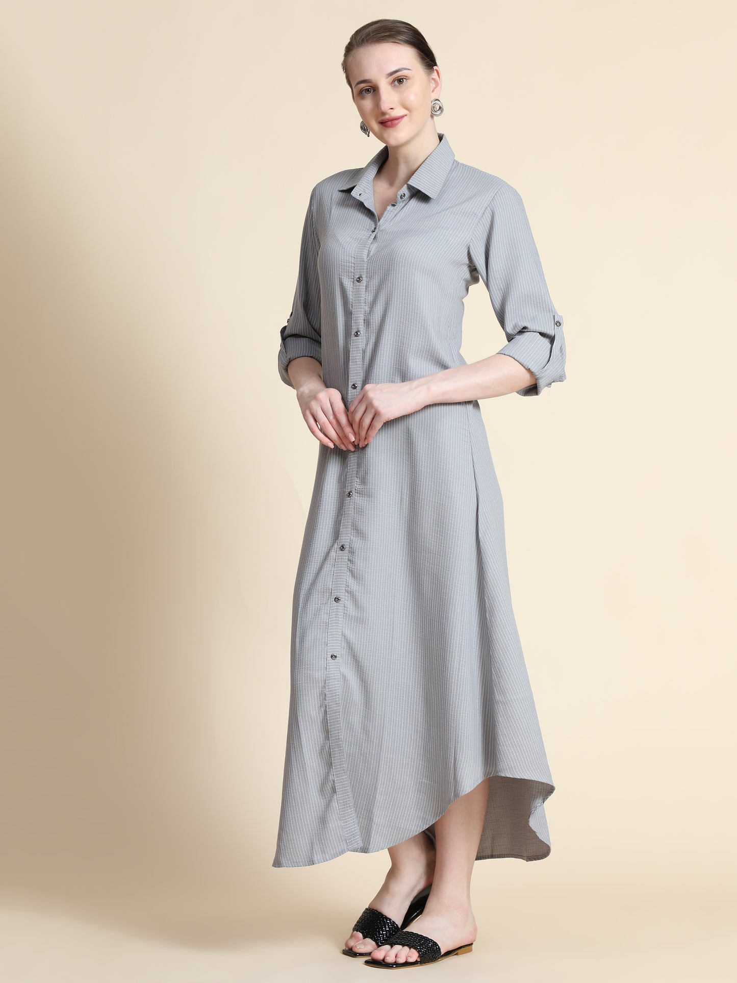 Rudraaksha Striped Long Dress For Women