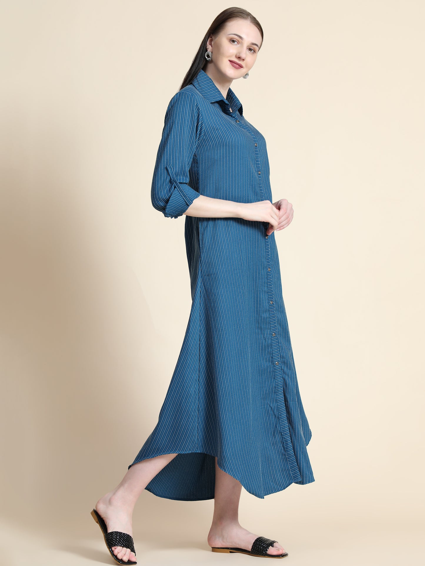 Rudraaksha Striped Long Dress For Women
