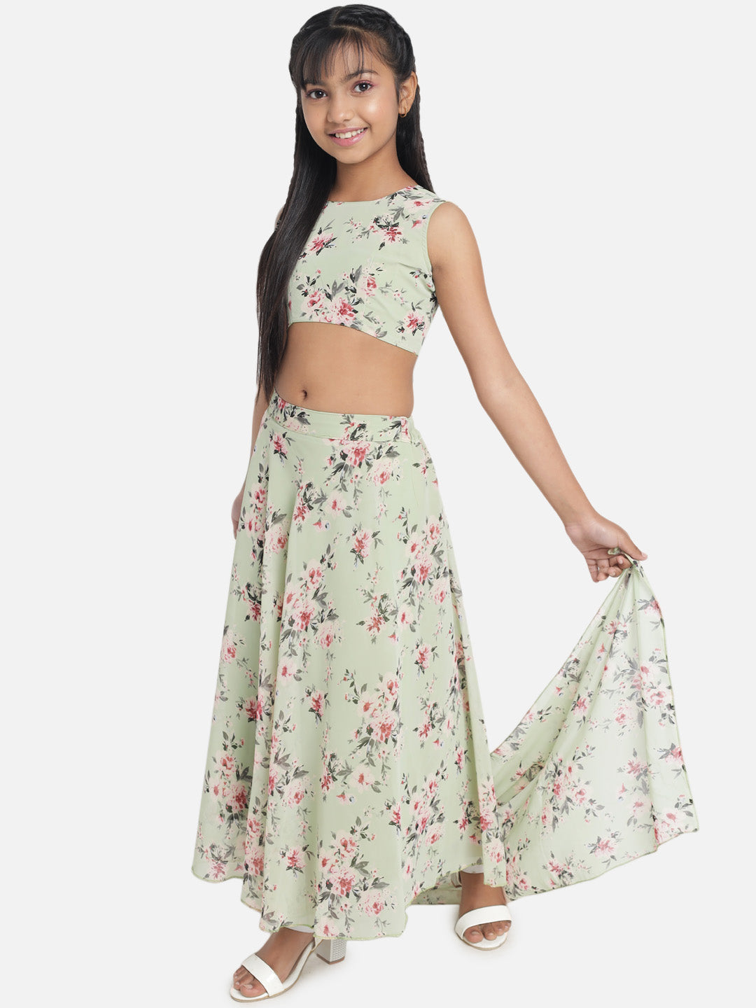 Girl's Geogette Full Stitched Readymade Lehenga Choli
