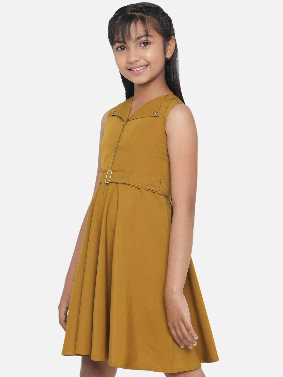 Girl's A-Line Plain Knee Length Short Frock Dress