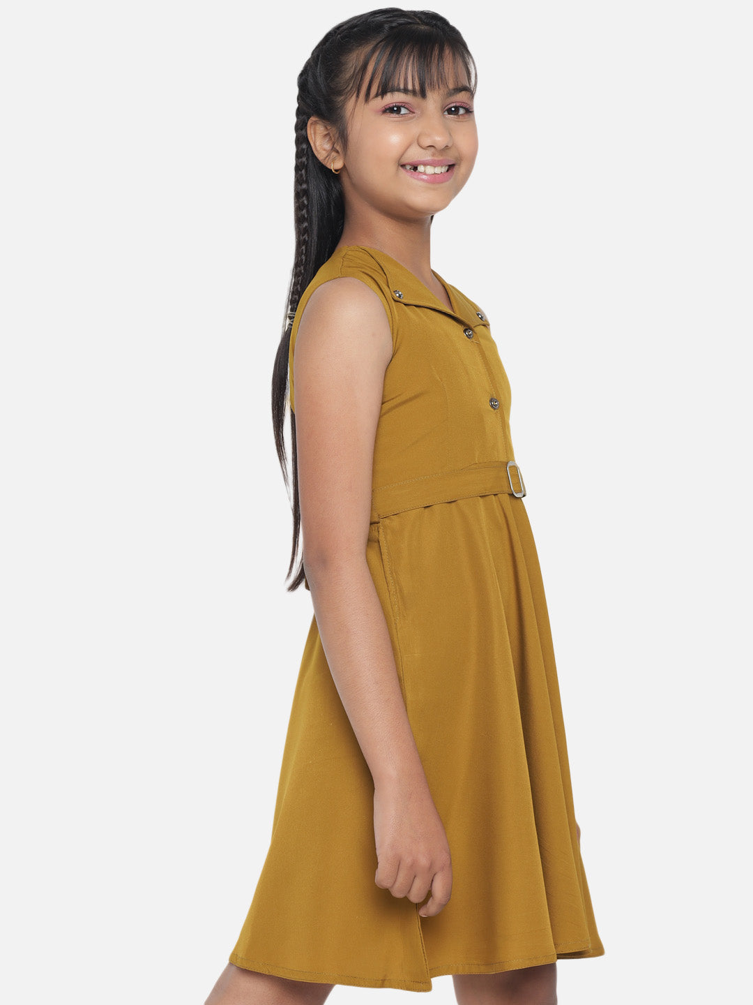 Girl's A-Line Plain Knee Length Short Frock Dress