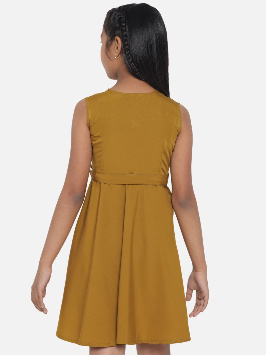 Girl's A-Line Plain Knee Length Short Frock Dress